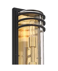 John Timberland Habitat High Modern Outdoor Wall Light Fixture Mount Porch House Set of 2 2-Light and Brass Finish