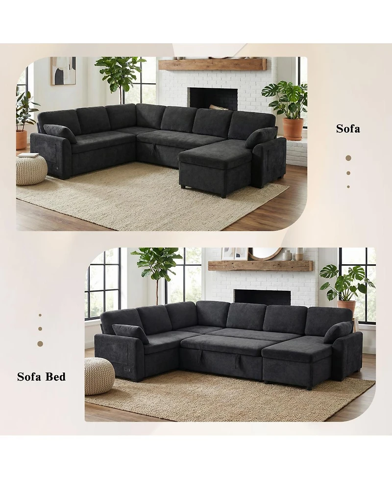 Streamdale Furniture U-Shape Sectional Sofa Bed with Storage