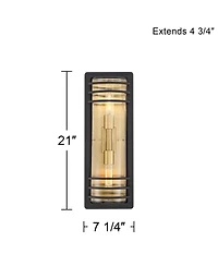 John Timberland Habitat High Modern Outdoor Wall Light Fixture Mount Porch House Set of 2 2-Light and Brass Finish