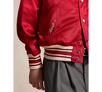 Polo Ralph Lauren Unisex Striped Ribbed Baseball Collar Logo Patch Jacket