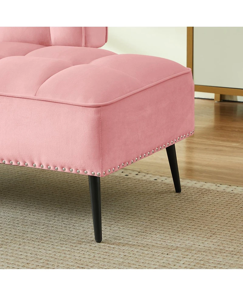 Streamdale Furniture Modern 54" Velvet Loveseat w/ Rotating Side Table