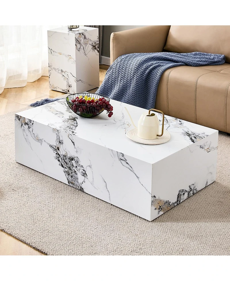 Streamdale Furniture Marble Pattern Mdf Coffee Table - Luxurious Living Room Accent