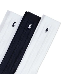 Polo Ralph Lauren Little Girls Knee High Cable Knit Socks, 3-Pack