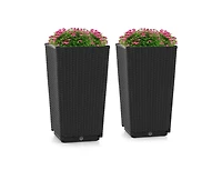Lucky One Outdoor Wicker Planter Set of 2 with Drainage Hole, Tall Flower Pots