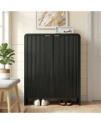 Tribesigns 6 Tier Shoe Cabinet with Doors, 25 Pair Fluted Entryway Shoe Storage Cabinet, 43.31" Tall Modern Freestanding Shoe Rack