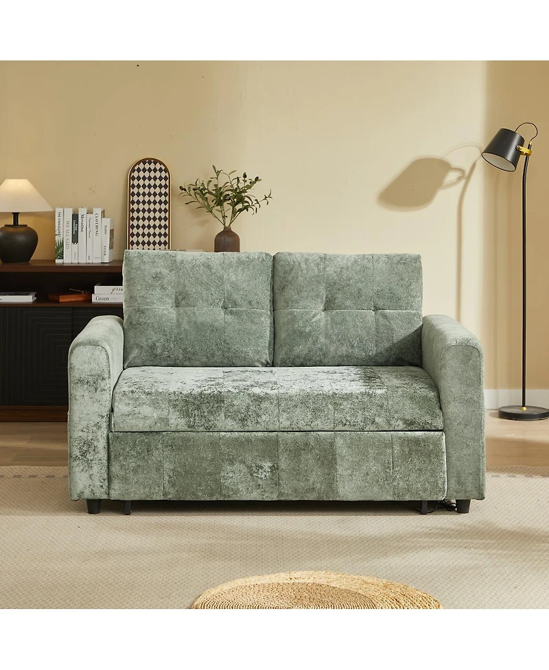 Streamdale Furniture Loveseat Sleeper Sofa with Usb Ports and Pillows