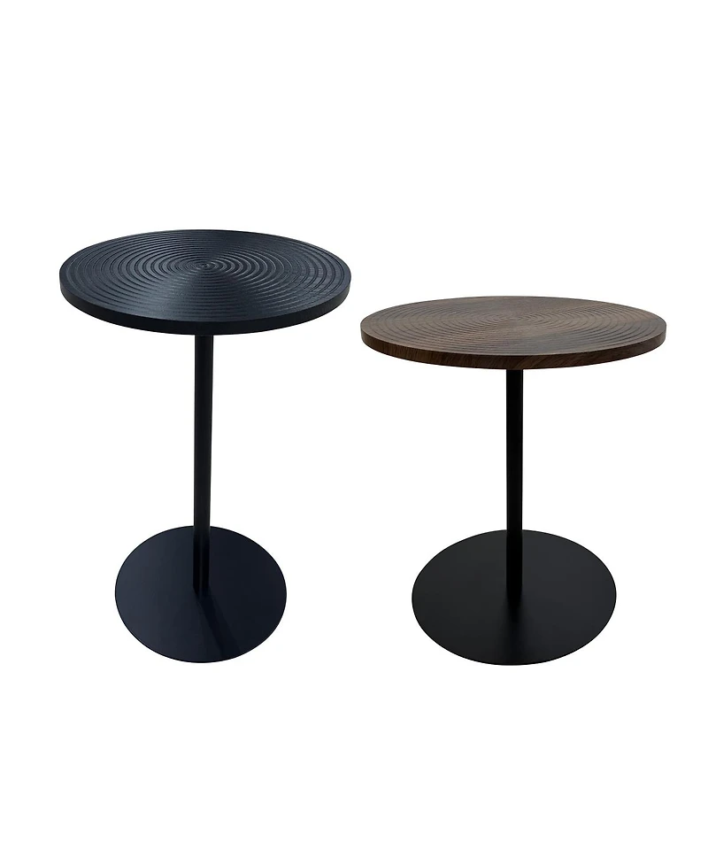 Streamdale Furniture 2-Piece Small Round Wood/Metal Side Tables