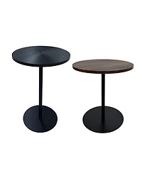 Streamdale Furniture 2-Piece Small Round Wood/Metal Side Tables