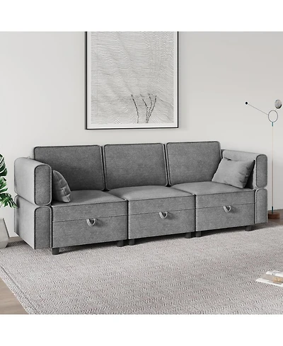 gaomon 87" W 3 Seater Couch with Storage, Comfortable Sectional Couches and Sofas for Living Room Bedroom Office Small Space