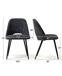Maison Boucle Set of 2 Upholstered Dining Chairs, Modern Side Metal Legs