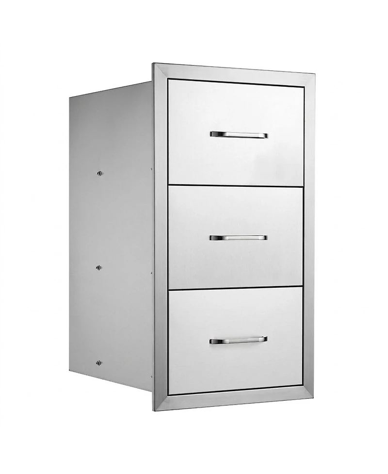 Sugift Triple Stainless Steel Outdoor Kitchen Drawers 16in W x 28.5in H x 20.5in D