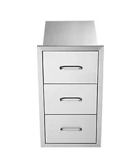 Sugift Triple Stainless Steel Outdoor Kitchen Drawers 16in W x 28.5in H x 20.5in D