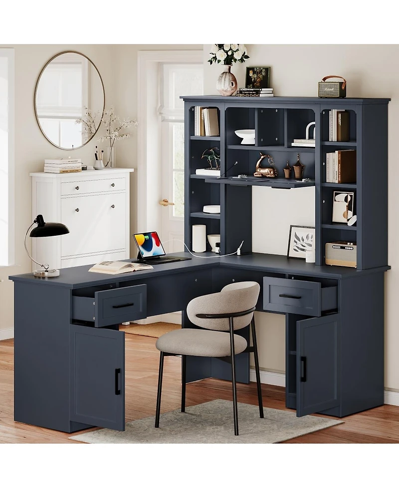 Streamdale Furniture L-Shaped Desk w/ Storage, Power Outlet