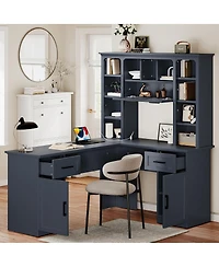 Streamdale Furniture L-Shaped Desk w/ Storage, Power Outlet