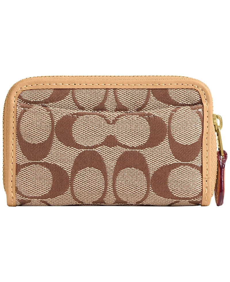 Coach Signature Jacquard Essential Small Zip Around Card Case