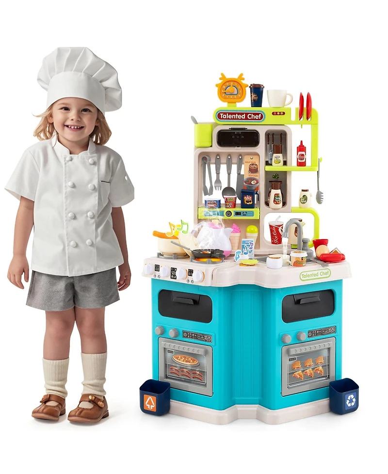 Slickblue Kids Corner Play Kitchen with Realistic Lights and Sounds