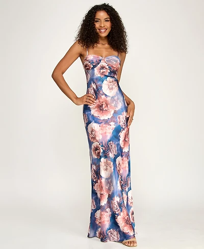 Emerald Sundae Women's Printed Sweetheart Neck Gown