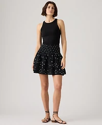 Levi's Women's Mid Rise Smocked Cotton Mini Skirt