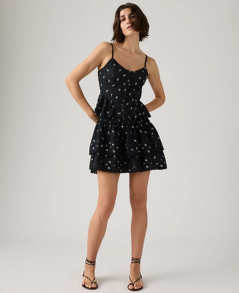 Levi's Women's Mid Rise Smocked Cotton Mini Skirt