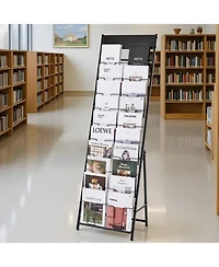 Sugift 20 Pocket Brochure Display Rack Magazine Holder for Office and Exhibitions