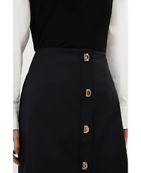 Karen Millen Women's Techno Cotton Gold Clasp Skirt