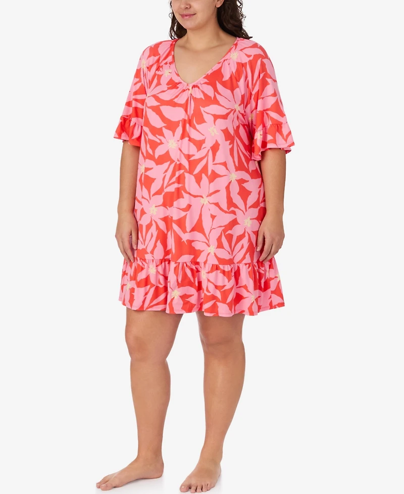 Ellen Tracy Plus V-Neck Short Nightgown