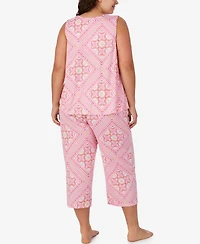 Ellen Tracy Plus Sleeveless Top & Cropped Pajama Pants, 2-Piece Set