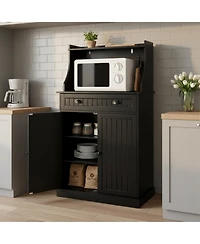 Yigii Kitchen Microwave Cabinet Stand Storage Drawers Adjustable Shelves Pantry Hutch