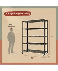 Yigii 1200LBS Heavy Duty 5 Tier Metal Shelving Adjustable Garage Storage Shelves Chrome