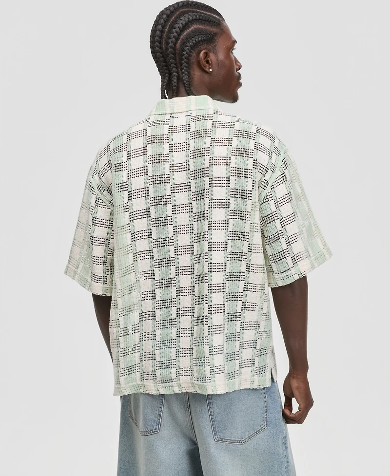 Mode of One Men's Two-Tone Textured Camp Shirt, Macy's Exclusive