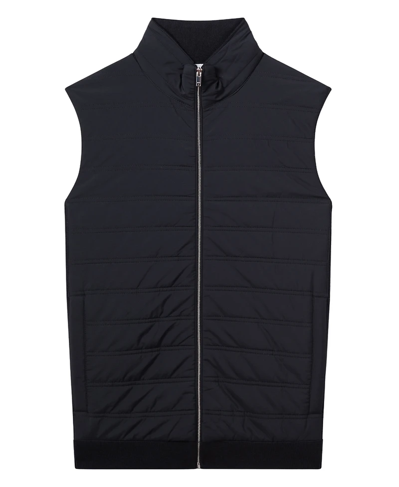 Reiss Men's Hybrid Quilt and Knit Zip-Through Gilet