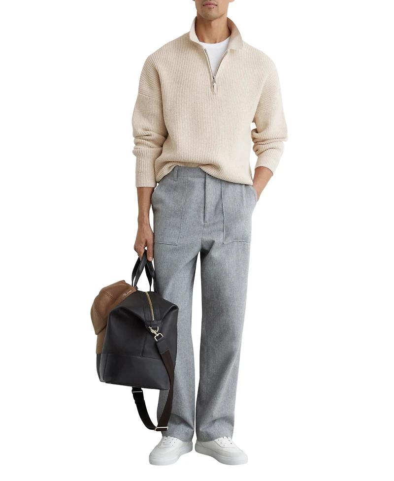 Reiss Men's Cotton-Blend Rib Half-Zip Polo Jumper