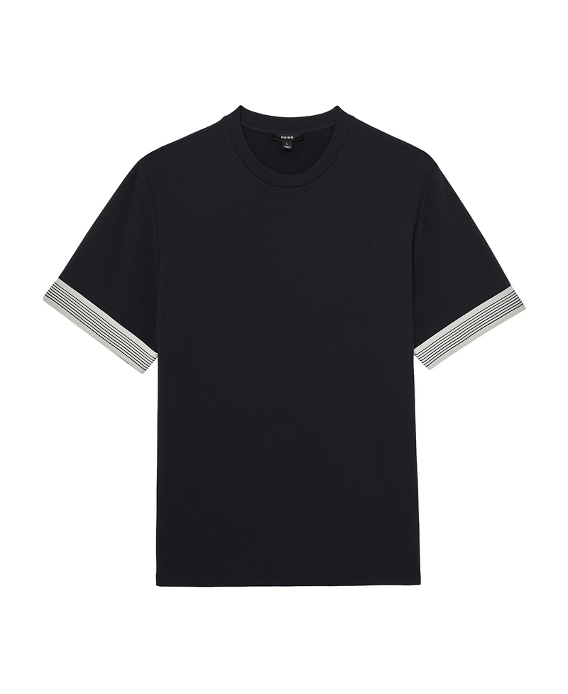Reiss Men's Textured Tape-Cuff Modern-Fit T-Shirt
