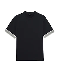 Reiss Men's Textured Tape-Cuff Modern-Fit T-Shirt