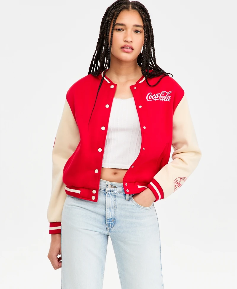 Freeze 24-7 Juniors' Coca-Cola Fleece Bomber Jacket