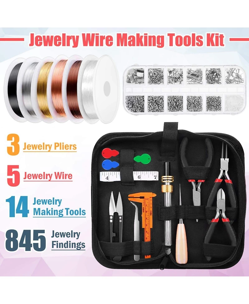 Gnuadz Wire Wrapping Jewelry Making Repair Beading Kit Tools Pliers Findings Ring