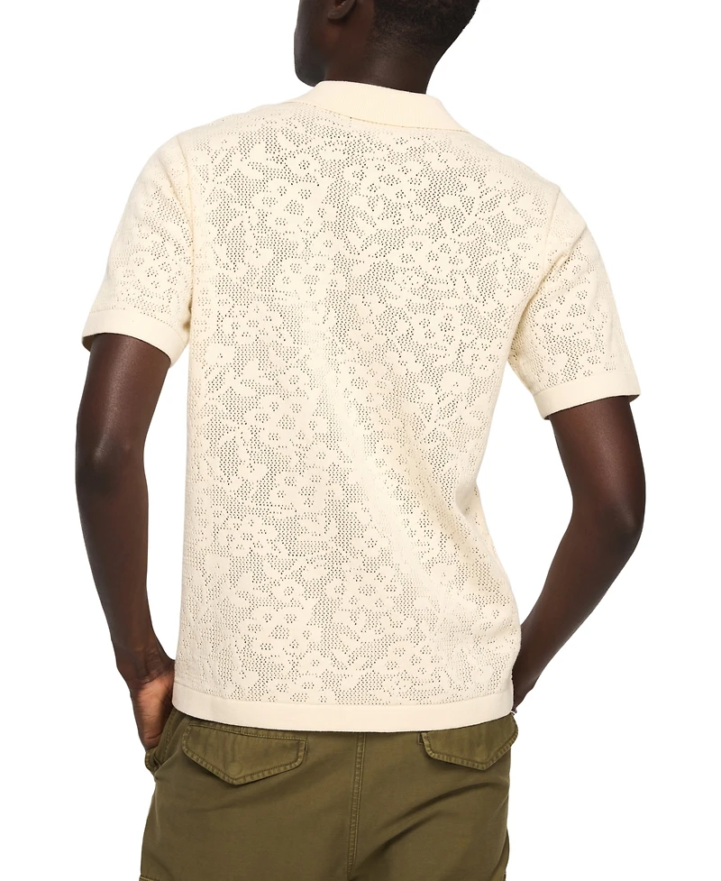 Lucky Brand Men's Intarsia Lace Short-Sleeve Sweater