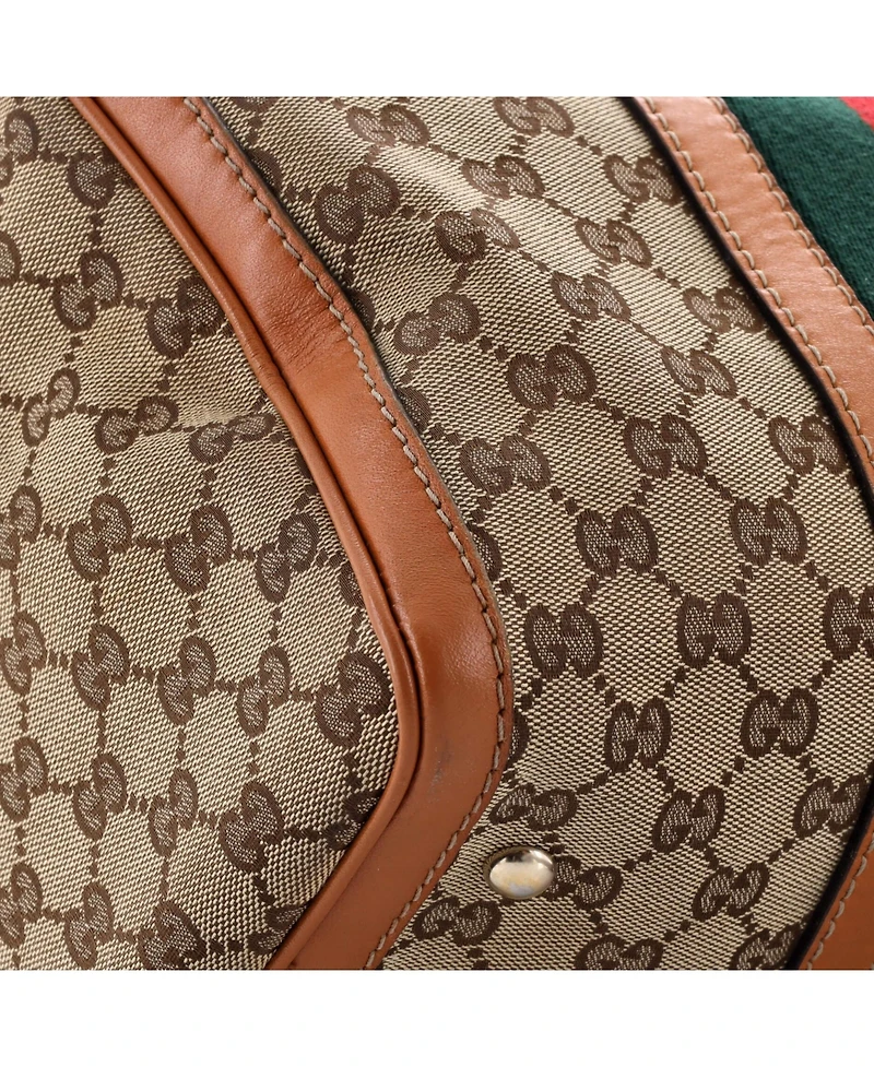 Pre-Owned Gucci Medium Vintage Web Boston Bag Gg Canvas