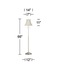 360 Lighting Abba Modern Floor Lamp Standing 66" Tall Brushed Nickel Imperial Fabric Bell for Living Room Bedroom Office House Home