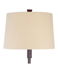 Regency Hill Fallon Rustic Industrial Floor Lamps with Tray Table 66" Tall Set of 2 Bronze Hammered Usb and Outlet Oatmeal Shade