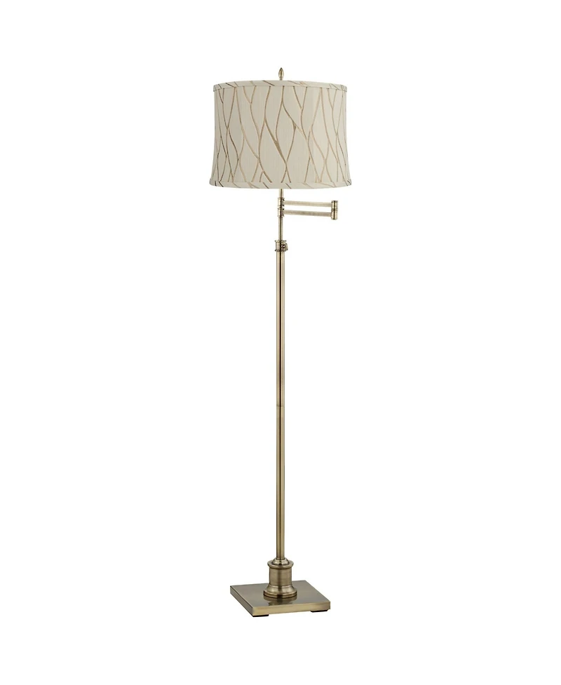 360 Lighting Westbury Traditional 70" Tall Standing Floor Lamp Skinny Adjustable Swing Arm Antique Brass Finish Drum Kinmen