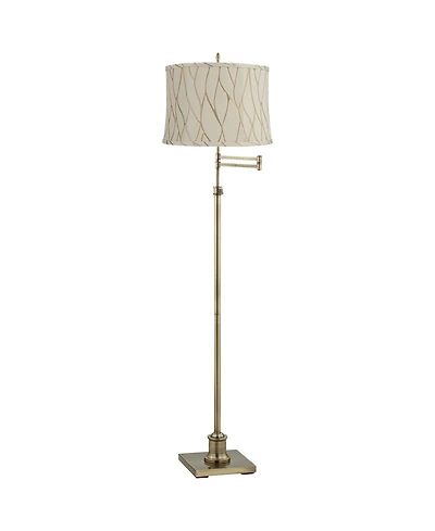 360 Lighting Westbury Traditional 70" Tall Standing Floor Lamp Skinny Adjustable Swing Arm Antique Brass Finish Drum Kinmen