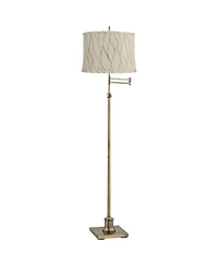 360 Lighting Westbury Traditional 70" Tall Standing Floor Lamp Skinny Adjustable Swing Arm Antique Brass Finish Drum Kinmen