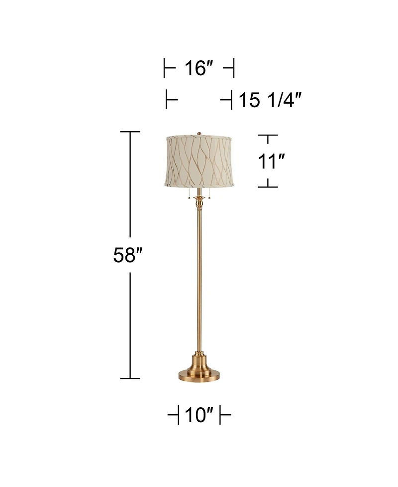 360 Lighting Dyna Traditional 58" Tall 2-Light Standing Floor Lamp Pole Pull Chain