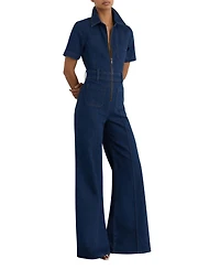 Reiss Women's Danie Wide-Leg Zip-Through Denim Jumpsuit