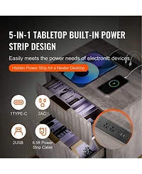 Gouun 2-Pc. Farmhouse Wood End Table Set with Charging Station and Drawers