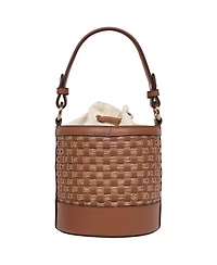 Tommy Bahama Raffia and Woven Drawstring Bucket Bag - Convertible Top Handle and Crossbody