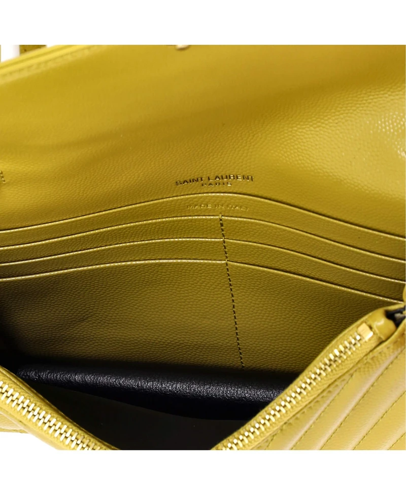 Pre-Owned Saint Laurent Small Classic Monogram Wallet on Chain Matelasse Chevron Leather