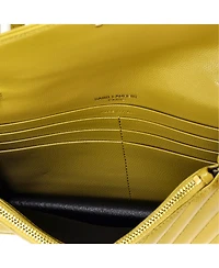 Pre-Owned Saint Laurent Small Classic Monogram Wallet on Chain Matelasse Chevron Leather