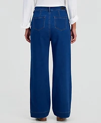 Jones New York Petite Lexington High-Rise Wide-Leg Patch Pocket Jeans